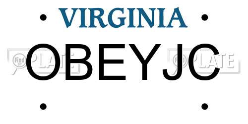 OBEYJC Virginia License Plate