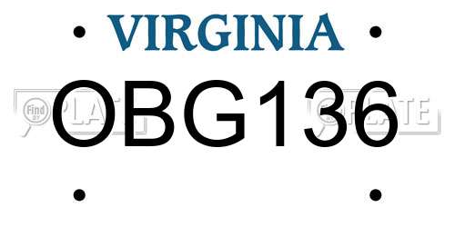 OBG136 Virginia License Plate