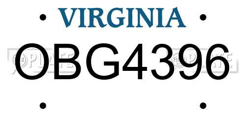 OBG4396 Virginia License Plate