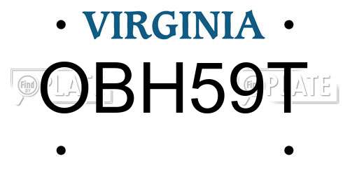 OBH59T Virginia License Plate
