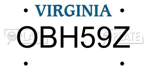 OBH59Z Virginia License Plate