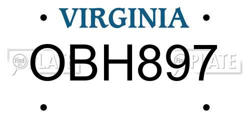 OBH897 Virginia License Plate