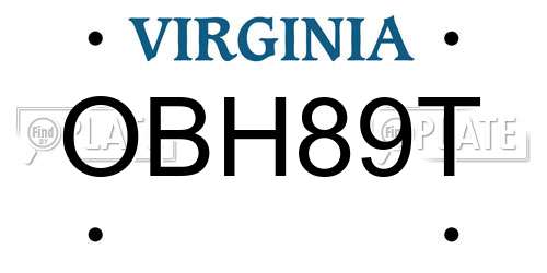 OBH89T Virginia License Plate