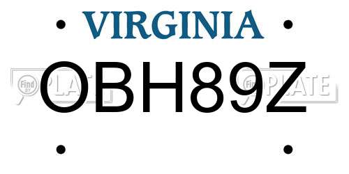 OBH89Z Virginia License Plate
