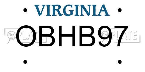 OBHB97 Virginia License Plate