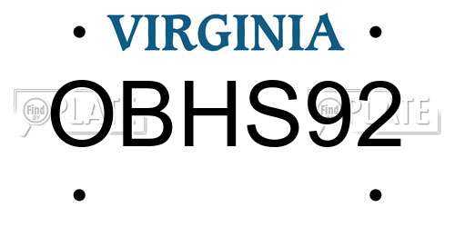 OBHS92 Virginia License Plate