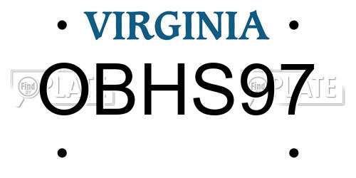 OBHS97 Virginia License Plate
