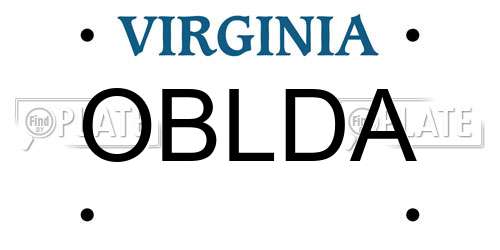 OBLDA Virginia License Plate