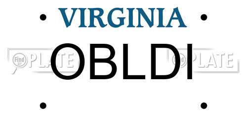 OBLDI Virginia License Plate