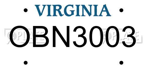 OBN3003 Virginia License Plate