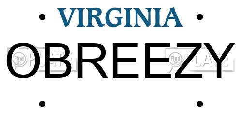 OBREEZY Virginia License Plate