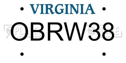 OBRW38 Virginia License Plate