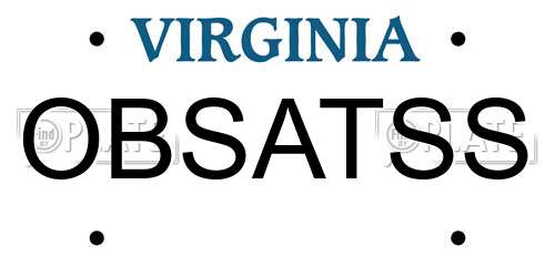 OBSATSS Virginia License Plate