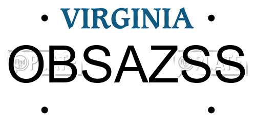 OBSAZSS Virginia License Plate