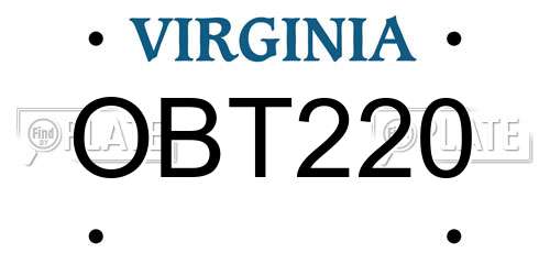 OBT220 Virginia License Plate
