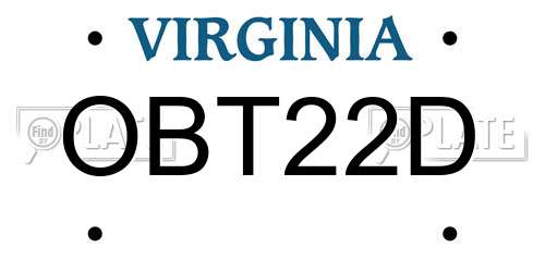 OBT22D Virginia License Plate