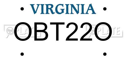 OBT22O Virginia License Plate