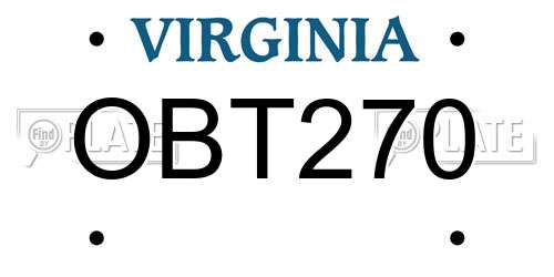 OBT270 Virginia License Plate