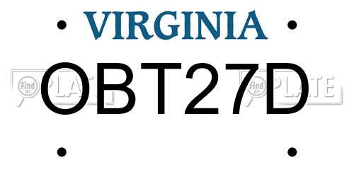 OBT27D Virginia License Plate