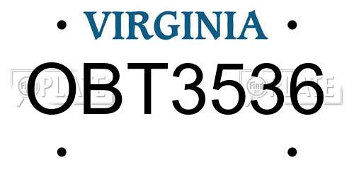 OBT3536 Virginia License Plate