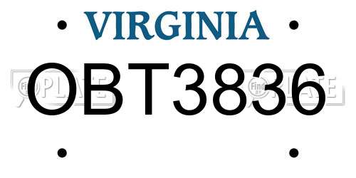 OBT3836 Virginia License Plate