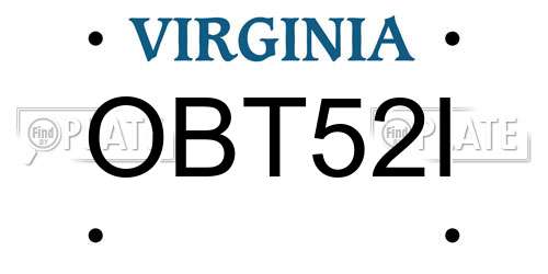 OBT52I Virginia License Plate