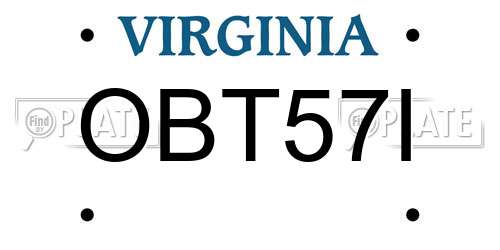 OBT57I Virginia License Plate