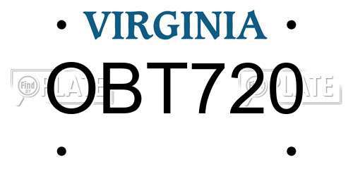 OBT720 Virginia License Plate