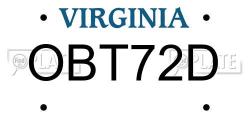 OBT72D Virginia License Plate