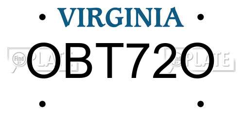 OBT72O Virginia License Plate