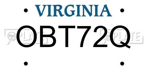 OBT72Q Virginia License Plate