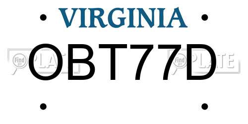 OBT77D Virginia License Plate