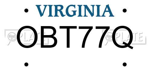 OBT77Q Virginia License Plate