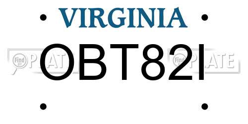 OBT82I Virginia License Plate
