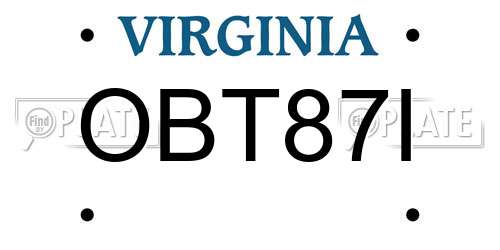 OBT87I Virginia License Plate