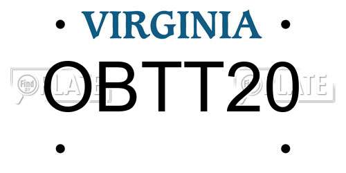 OBTT20 Virginia License Plate