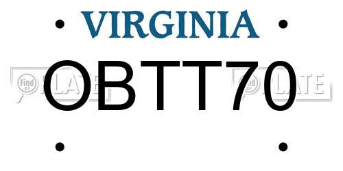 OBTT70 Virginia License Plate