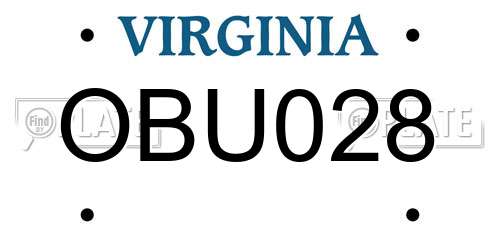OBU028 Virginia License Plate