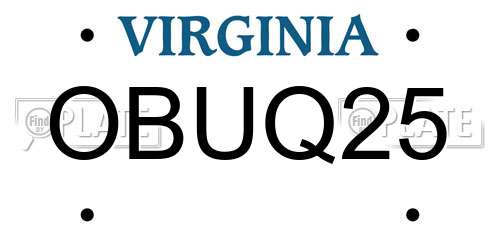 OBUQ25 Virginia License Plate
