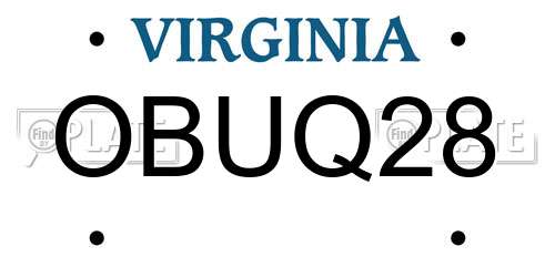 OBUQ28 Virginia License Plate