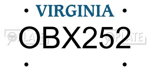 OBX252 Virginia License Plate