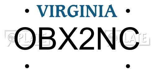 OBX2NC Virginia License Plate