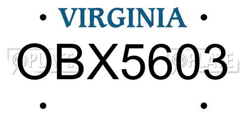 OBX5603 Virginia License Plate