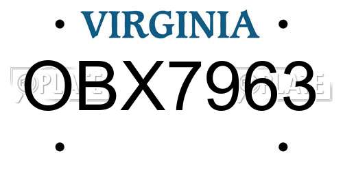 OBX7963 Virginia License Plate