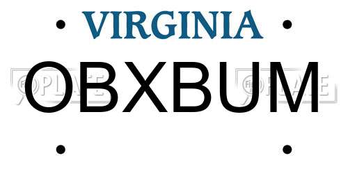 OBXBUM Virginia License Plate