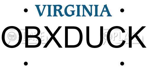 OBXDUCK Virginia License Plate
