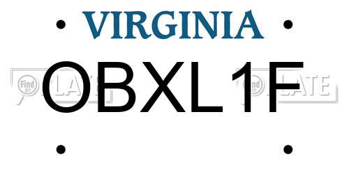 OBXL1F Virginia License Plate
