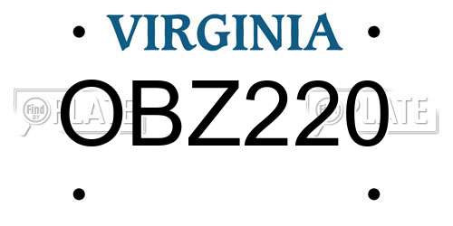 OBZ220 Virginia License Plate