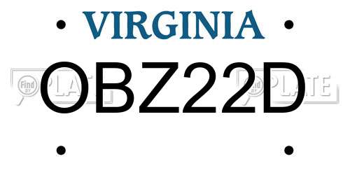 OBZ22D Virginia License Plate