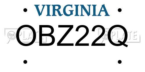 OBZ22Q Virginia License Plate